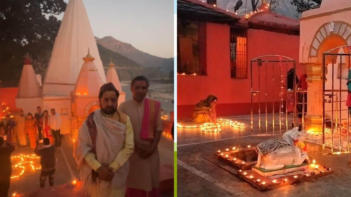 the confluence of saryu and ramganga illuminated with 2100 lamps in pithoragarh