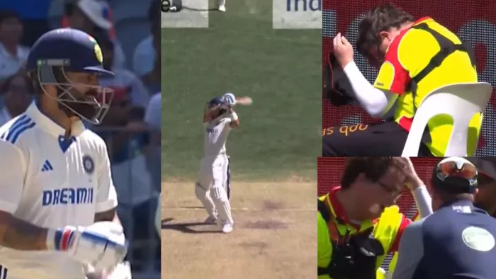 IND vs AUS: Virat Kohli के छक्के ने सिक्योरिटी गार्ड को पहुंचाई चोट