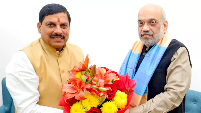 मध्य प्रदेश के मुख्यमंत्री मोहन यादव और केंद्रीय गृह मंत्री अमित शाह (फोटो: एएनआई)