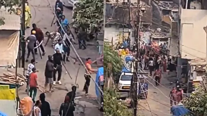 दो पक्षों के बीच तनाव के बाद चले पत्थर (फोटो: स्क्रीनग्रैब)
