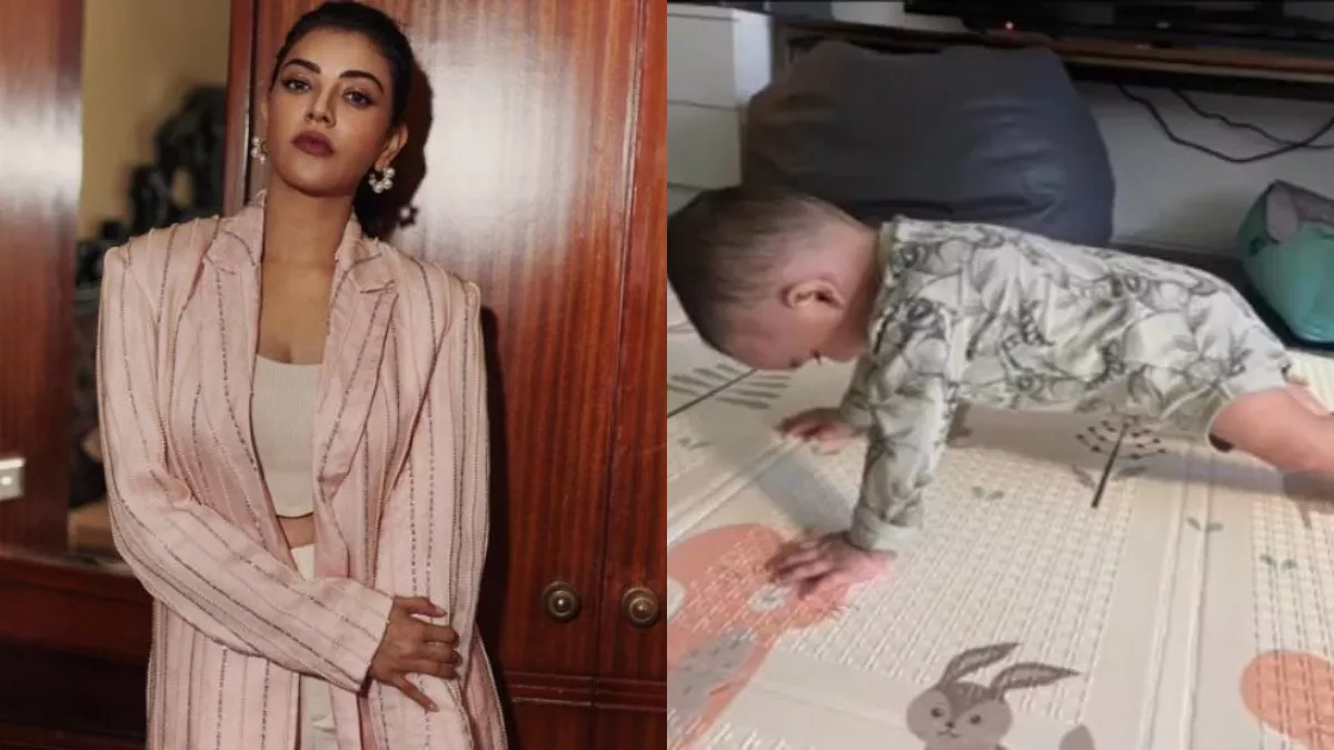 Kajal Aggarwal: Kajal Aggarwal's son Neil did the plank like a professional, fans were surprised, pic via instagram