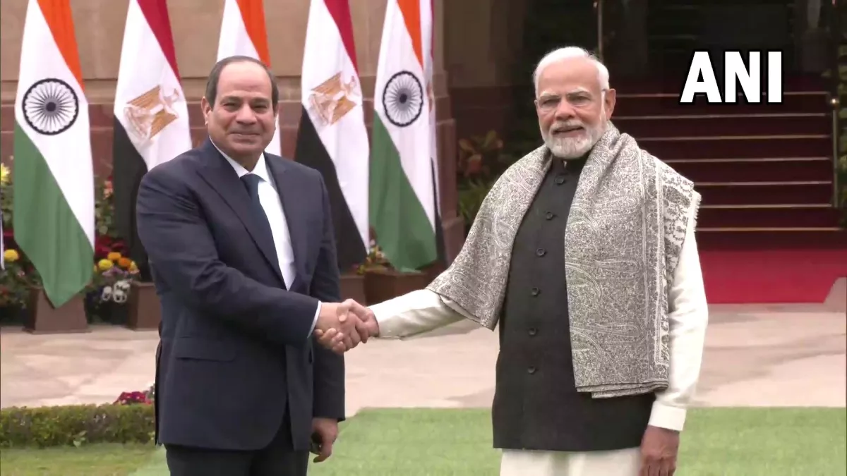 PM मोदी ने हैदराबाद हाउस में कि मिस्र के राष्ट्रपति अब्देल फत्ताह एल -सिसी से मुलाकात (फोटो- एएनआइ)