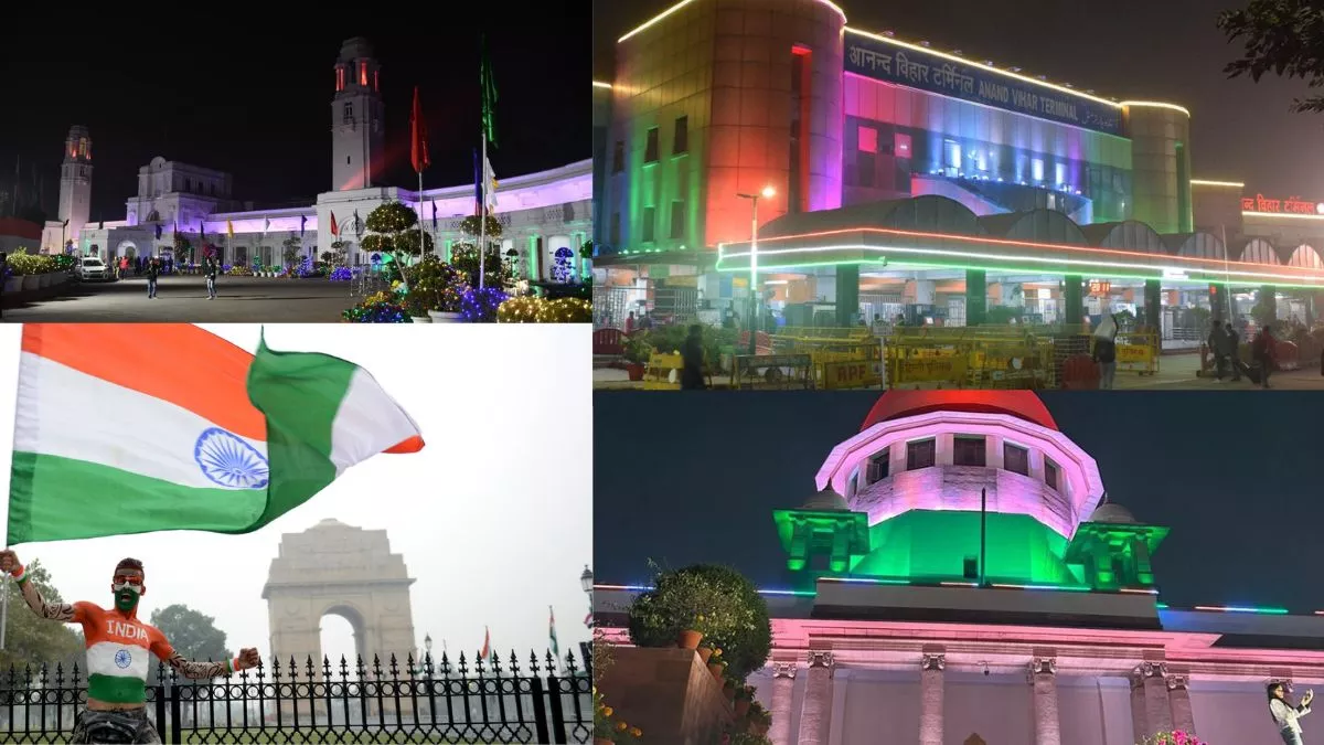 गणतंत्र दिवस की पूर्व संध्या पर तिरंगे के रंग में डूबी राष्ट्रीय राजधानी