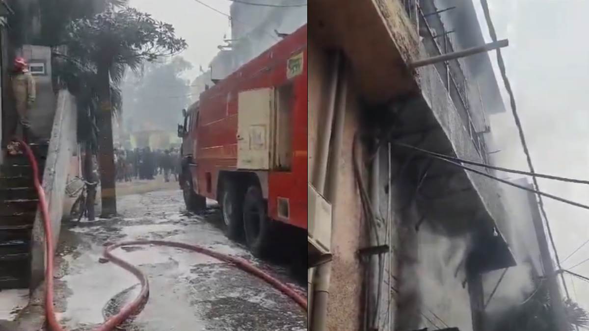 Delhi Fire: बर्तन बनाने वाली फैक्ट्री में लगी भीषण आग, पांच लोग सुरक्षित निकाले गए; आग बुझाने का चल रहा प्रयास - ncr Delhi Wazirpur fire breaks out in kitchen utensils factory