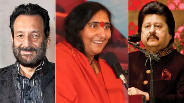 शेखर कपूर, साध्वी ऋतंभरा और पंकज उधास। ( फाइल फोटो )