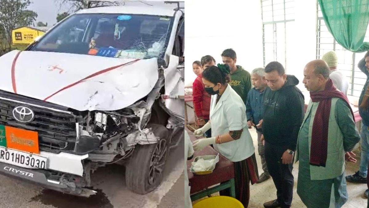 madhubani road accident khajauli mla and three people injured