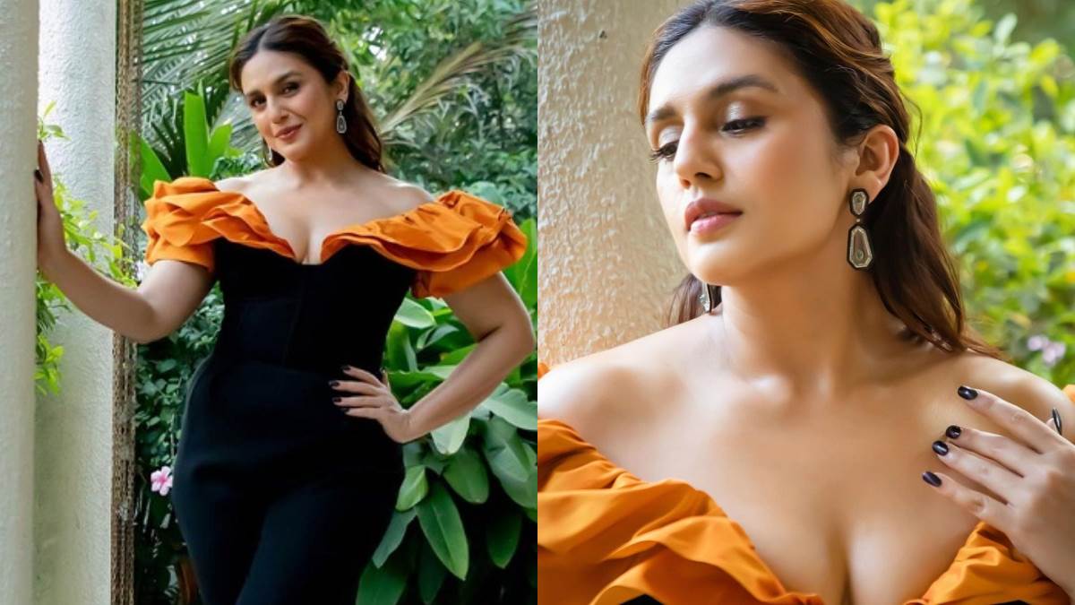 huma qureshi bold photo shoot pics wearing black orange dress fans says cricketer shikhar dhawan form has gone because of her