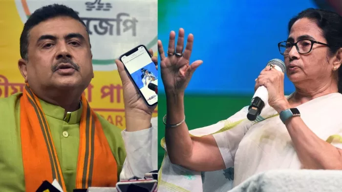 जेएनयू में छात्रों को संबोधित करते हुए सुवेंदु अधिकारी ने ममता बनर्जी पर निशाना साधा।(फोटो सोर्स: जागरण)