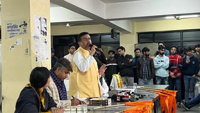 जवाहरलाल नेहरू विश्वविद्यालय में बंगाल के नेता विपक्ष व BJP नेता सुवेंदु अधिकारी ने दिया सम्बोधन