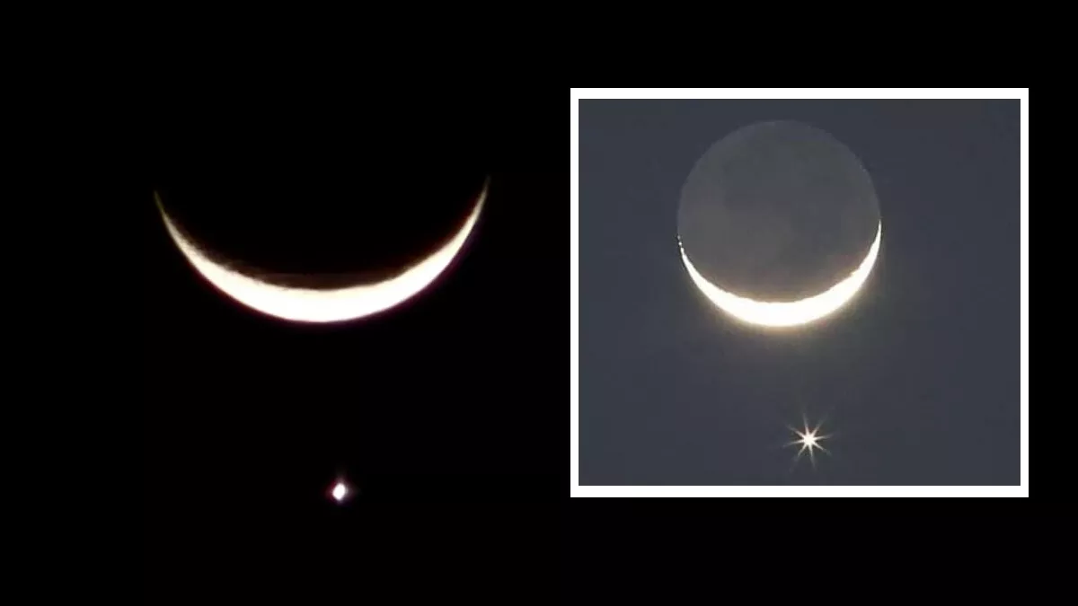 नील गगन का चंद्रहार: नवरात्रि और रमजान में आसमान में दिखा चंद्रमा और चमकते शुक्र का अद्भुत नजारा - Amazing view of Moon and shining Venus in sky during Navratri and Ramadan