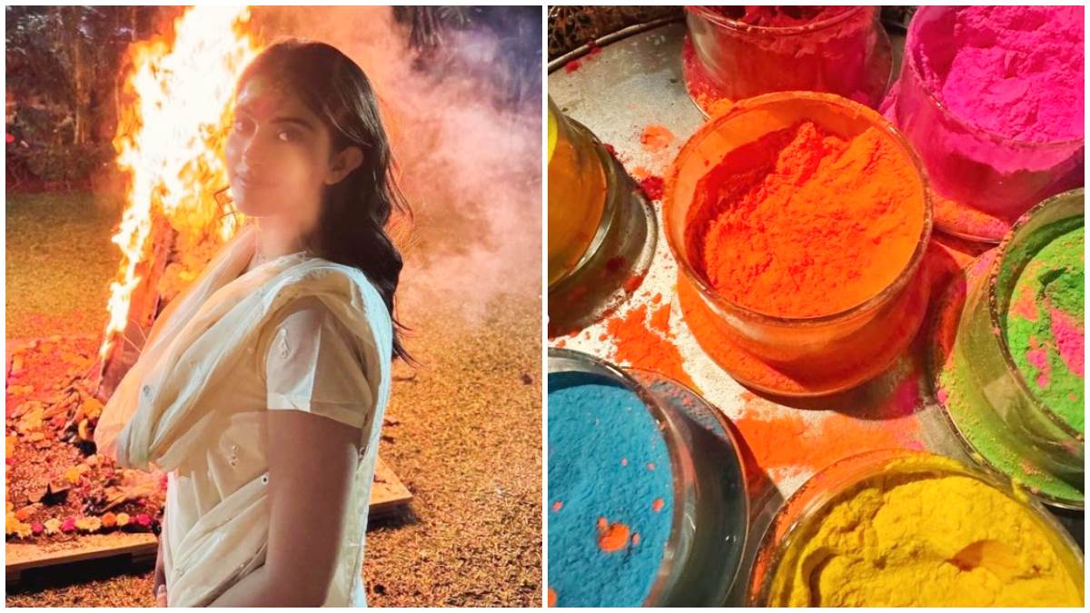 holi 2024 navya nanda shares holika dahan glimpse with abhishek bachchan fans miss aishwarya rai aaradhya bachchan