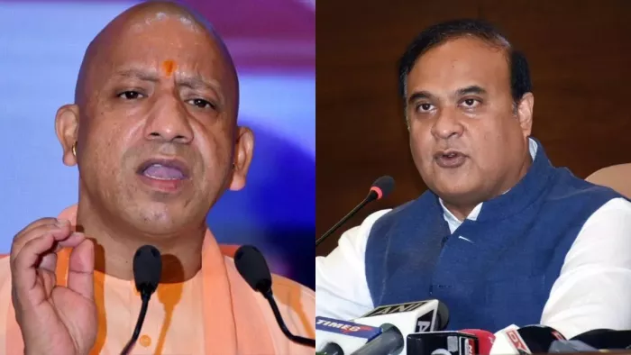 योगी आदित्यनाथ और हेमंत बिस्वा सरमा की फाइल फोटो।