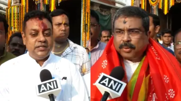 पुरी में जगन्नाथ प्रभु के द्वार पहुंचे संबित पात्रा व धर्मेंद्र प्रधान।