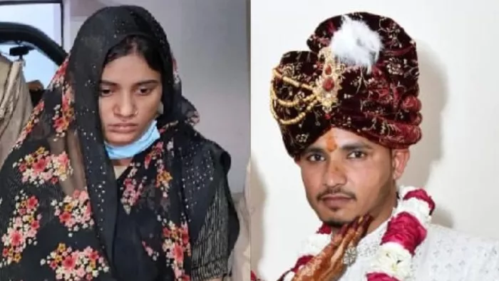 पुलिस की गिरफ्त में हत्या की साजिशकर्ता पत्नी प्रगति, पति दिलीप की फाइल फोटो।