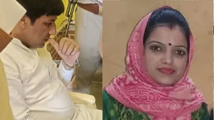 पत्नी और तीन बच्चों की हत्या करने वाला योगेश रोहिला, मृतक पत्नी नेहा की फाइल फोटो।