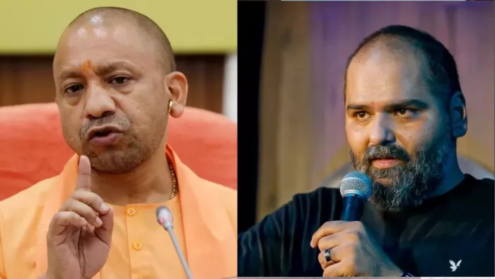यूपी के सीएम योगी आदित्यनाथ (फाइल फोटो), कॉमेडियन कुणाल कामरा ( फोटो- सोशल मीडिया)।