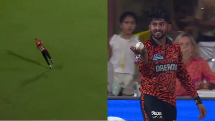 कमिंडू मेंडिस ने पकड़ा डेवाल्ड ब्रेविस का अद्भुत कैच। फोटो- स्क्रीन ग्रैब