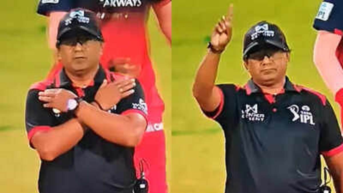 rcb vs rr on field umpire gives out despite third umpire gives not out later change the decision