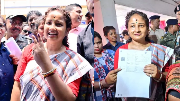 झारखंड के पूर्व मुख्यमंत्री हेमंत सोरेन की पत्नी कल्पना सोरेन ने रांची में अपना वोट डाला।