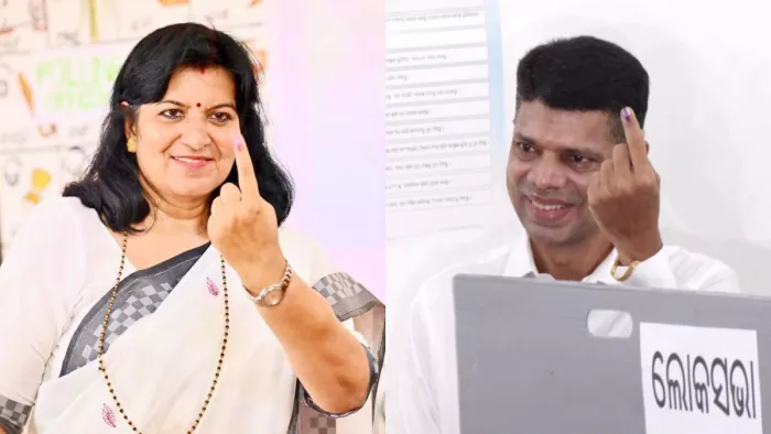 Odisha Phase 6 Voting Live : वोट देने के बाद भुवनेश्वर सांसद अपराजिता षडंगी (फोटो- जागरण)