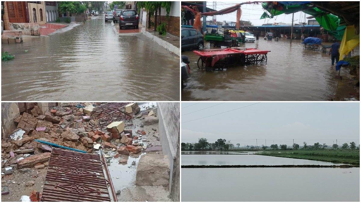 बहादुरगढ़ में बारिश से आफत, खेत से लेकर सड़कों तक भरा पानी; लाइनपार