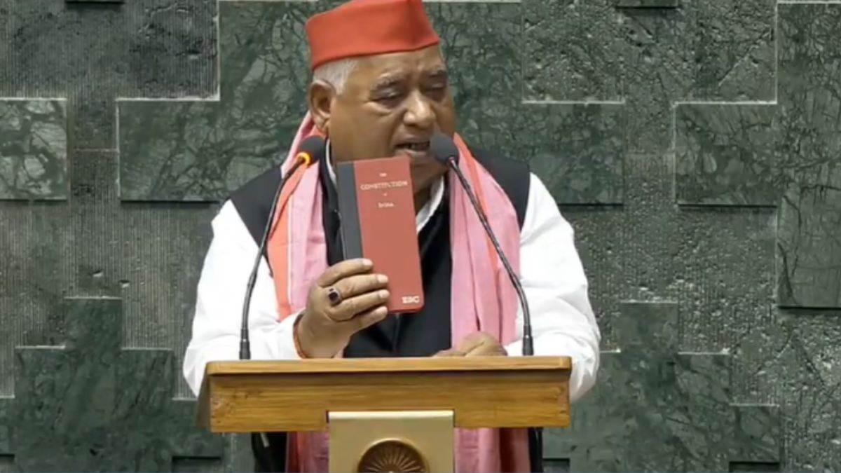 as soon as faizabad mp stood up to take oath parliament was filled with lord ram everyone shouted jai shri ram