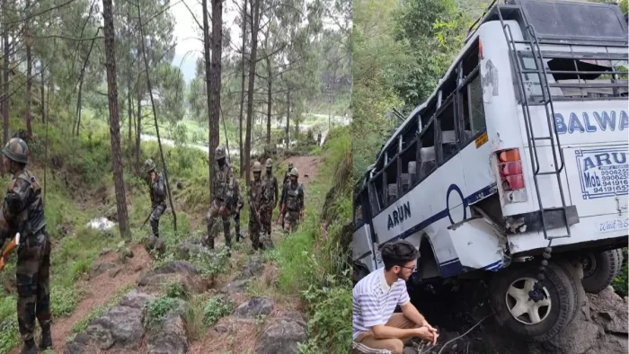 रियासी बस हमले की जगह पर दिखे तीन हथियारबंद संदिग्ध।