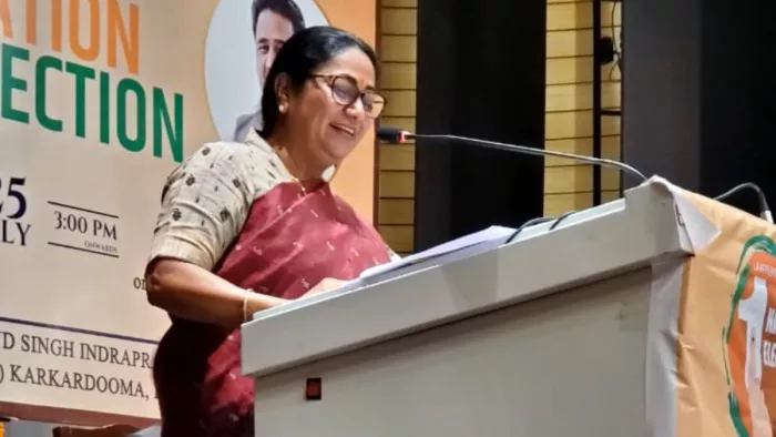 आईपी यूनिवर्सिटी में संबोधित करतीं सीएम रेखा गुप्ता। फोटो: जागरण