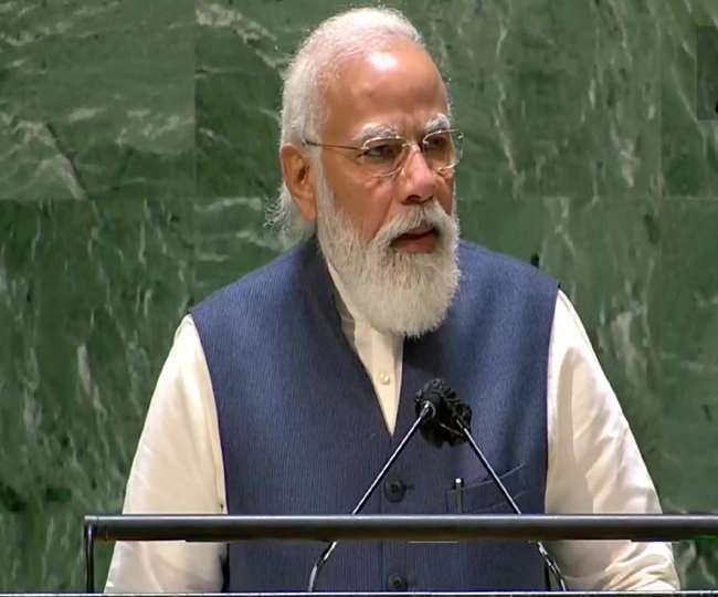 यूएनजीए में पीएम मोदी का संबोधन। (फोटो- एएनआइ)
