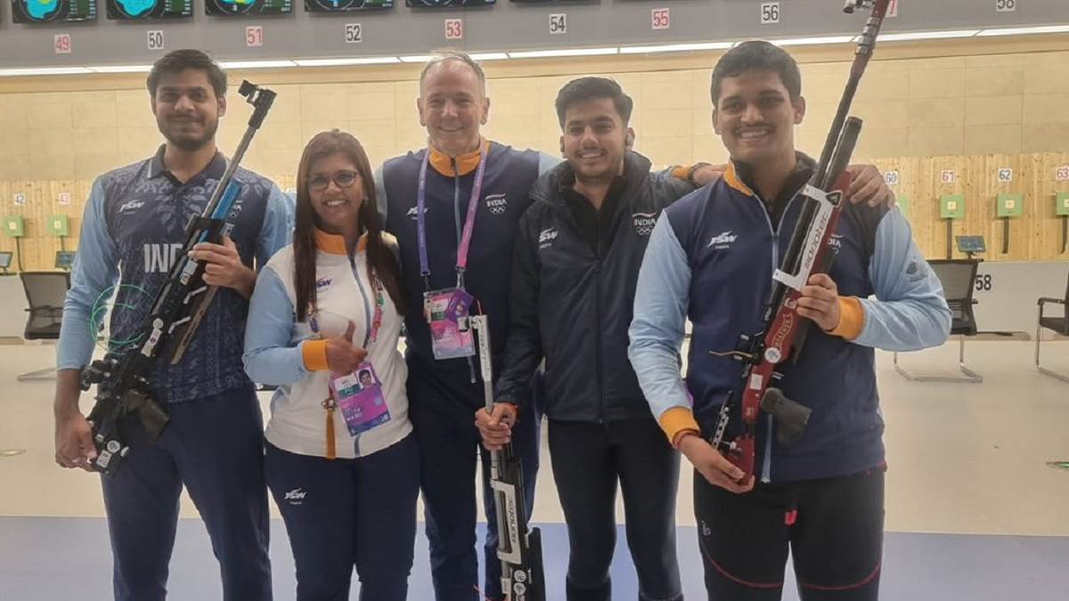 india wins 1st gold medal in asian games 2023 as 10m air rifle team creates world record rudrankksh balasaheb patil divyansh singh panwar and aishwary pratap singh tomar