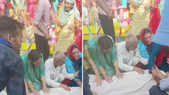 हमीरपुर में सास-बहू की एक साथ मौत के बाद विलाप करते स्वजन।