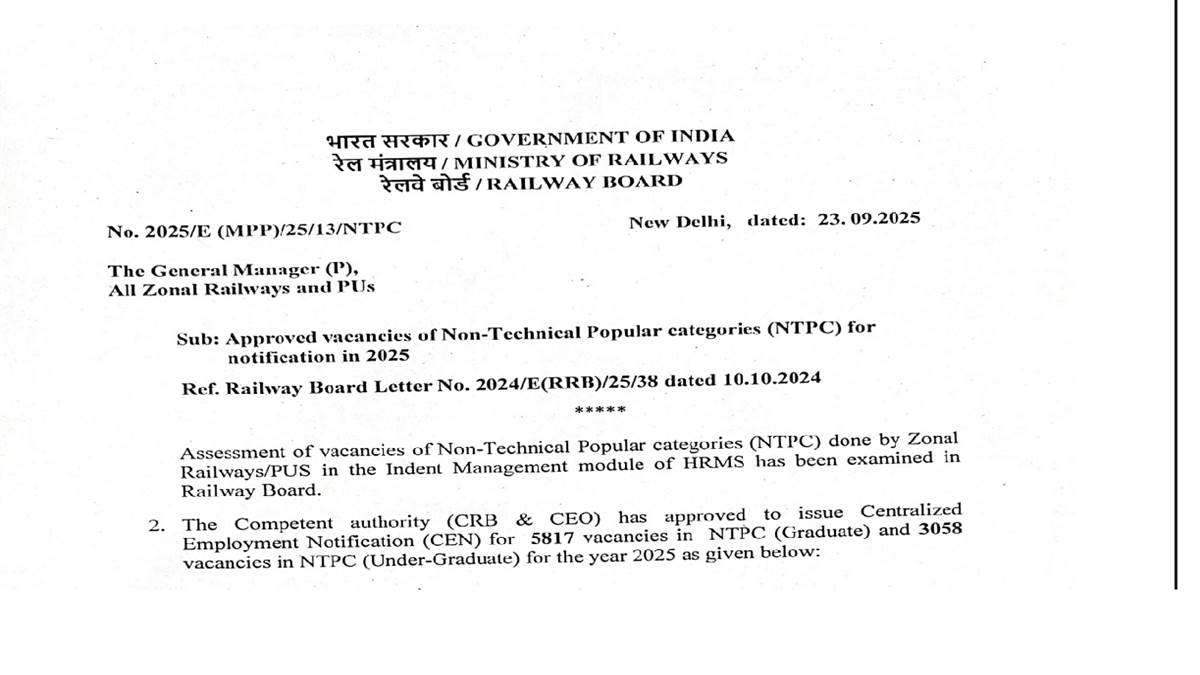 rrb recruitment 2025 rrb released short notification for the recruitment of 8 875 posts candidate can see here full details