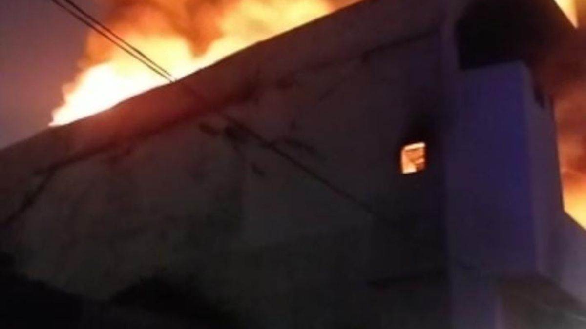 agra news fire in a two storey shoe warehouse due to sparks of fireworks in agra