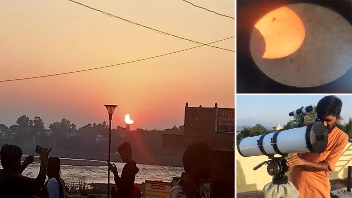Surya Grahan 2022 Photo : उत्तराखंड के कई शहरों में दिखाई दिया ग्रहण। जागरण