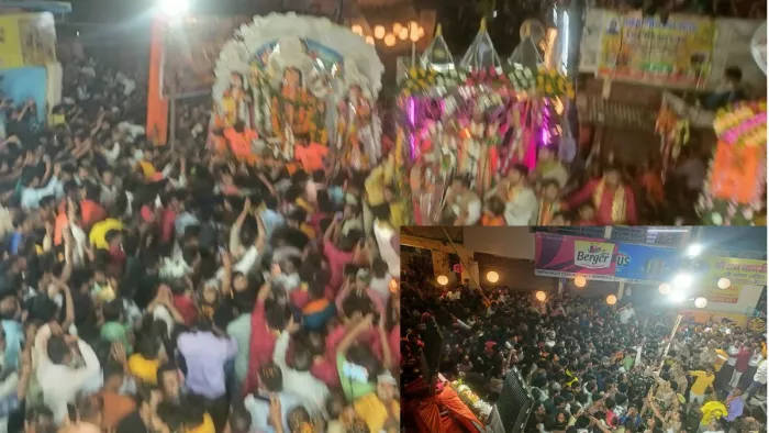 जयघोष के बीच परंपरागत अंदाज में हुआ राघव-शक्ति मिलन। -जागरण