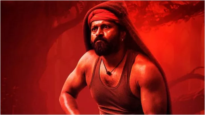 Still of Rishab Shetty from Kantara Poster