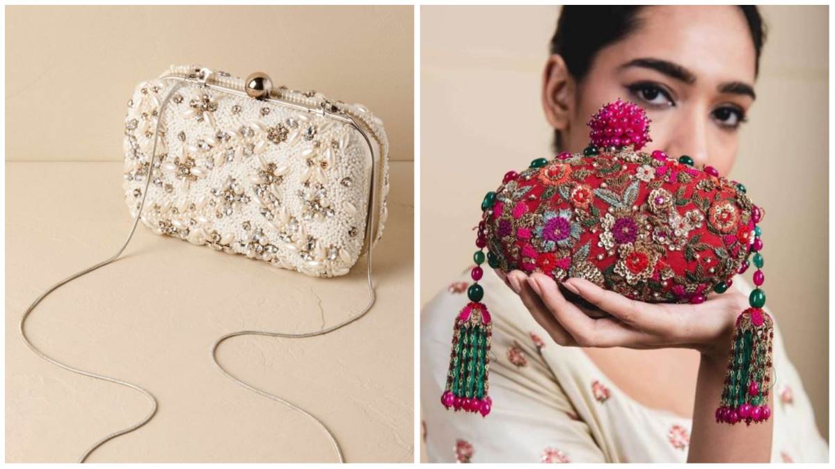 Buy Red Floral Mirai Sequin Embroidered Clutch by Amyra Online at Aza  Fashions.