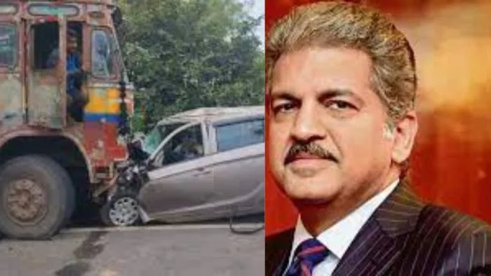 Anand Mahindra shares Video of car piling into truck, Says Thanks to Nitin Gadkari