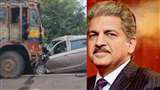 Anand Mahindra shares Video of car piling into truck, Says Thanks to Nitin Gadkari