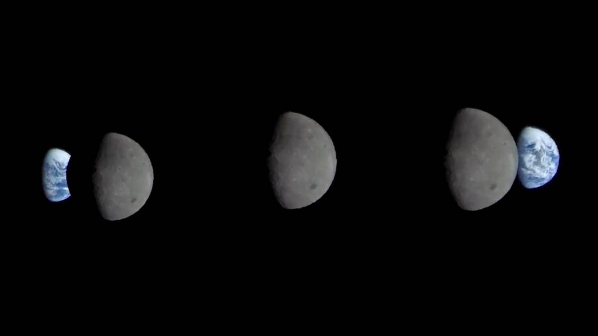nasa orion spacecraft captured a beautiful view earth covered by moon for a few second