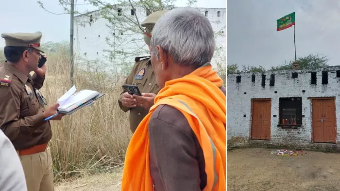गणतंत्र दिवस पर मदरसे में फहराया गया धार्मिक झंडा। सौ. इंटरनेट मीडिया