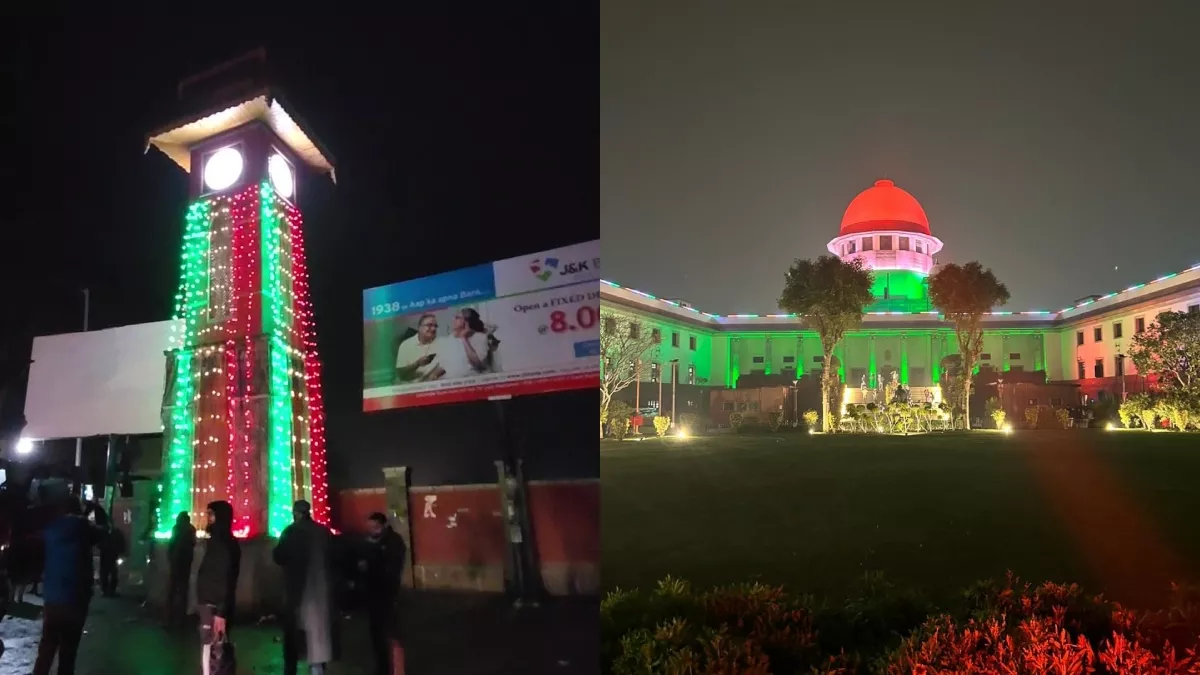 गणतंत्र दिवस पर तिरंगे की रोशनी से जगमगा उठी इमारतें (फोटो एएनआइ)