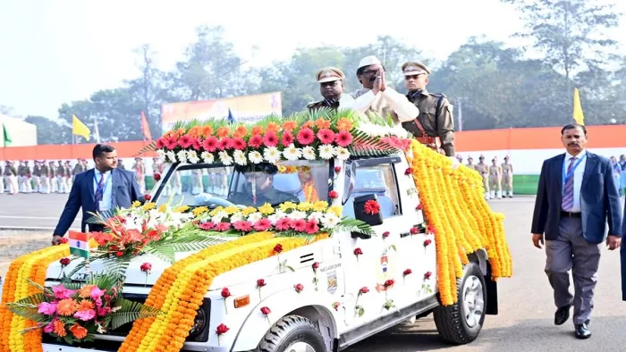 दुमका के पुलिस लाइन में मुख्यमंत्री हेमंत सोरेन।