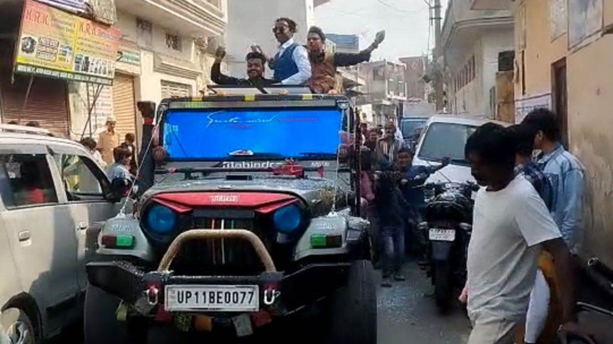 ncr ghaziabad groom brother arrested for stunting with car by playing loud songs video went viral on social media