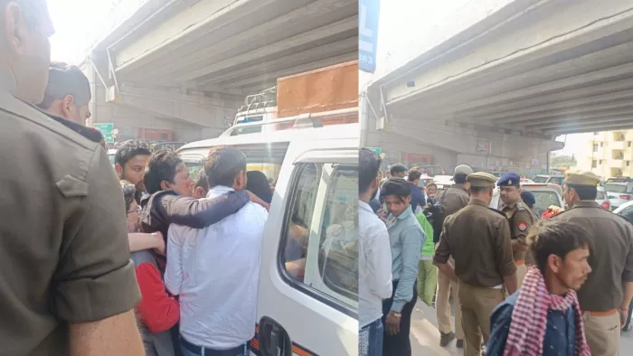 गाजियाबाद बस दुर्घटना के पीड़ितों को अस्पताल ले जाया जा रहा है। जागरण