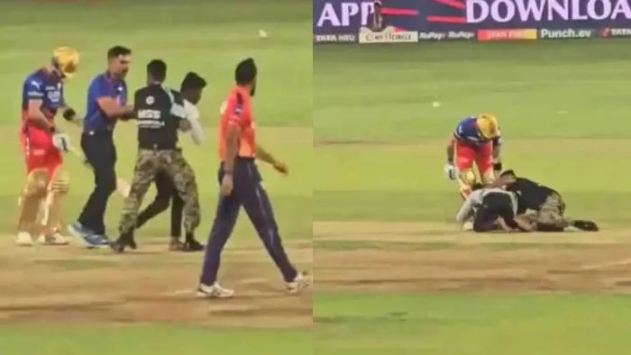 Virat Kohli से मिलने सिक्योरिटी तोड़कर मैदान में घुसा जबरा फैन