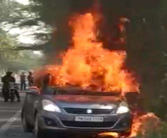 car driver burns to death after his car catches fire in faridkot punjab