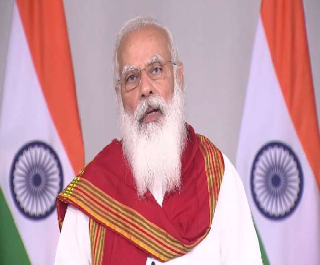 बुद्ध पूर्णिमा के अवसर पर वर्चुअल वेसाक वैश्विक समारोह को संबोधित करते पीएम मोदी । (फोटो: ट्विटर)