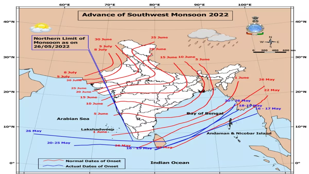 Monsoon 2022 : केरल- तमिलनाडु के करीब पहुंचा मानसून, उत्‍तर प्रदेश में बीस जून तक होगी सक्रियता
