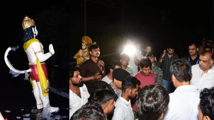 हनुमान जी की प्रतिमा का पैर क्षतिग्रस्त होने पर दो समुदाय भिड़े